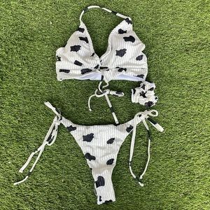 Bikinis set-cow print and hair scrunchie-items pictured are included in purchase